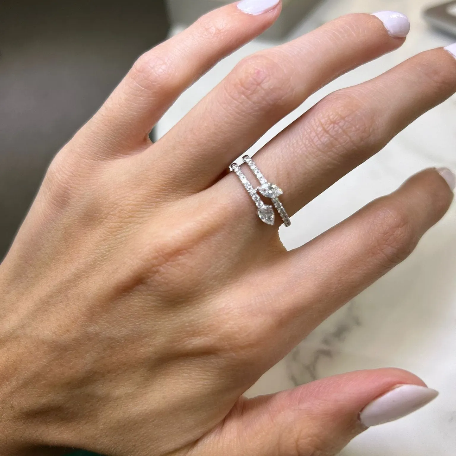 0.71ct Diamond 18K Gold Bypass Ring