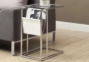 Accent Table - White / Chrome Metal With A Magazine Rack