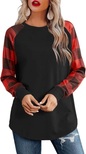 Aifer Womens Long Sleeve Tops Crew Neck Casual Shirts Fashion Loose Fit Trendy Outfits Clothes