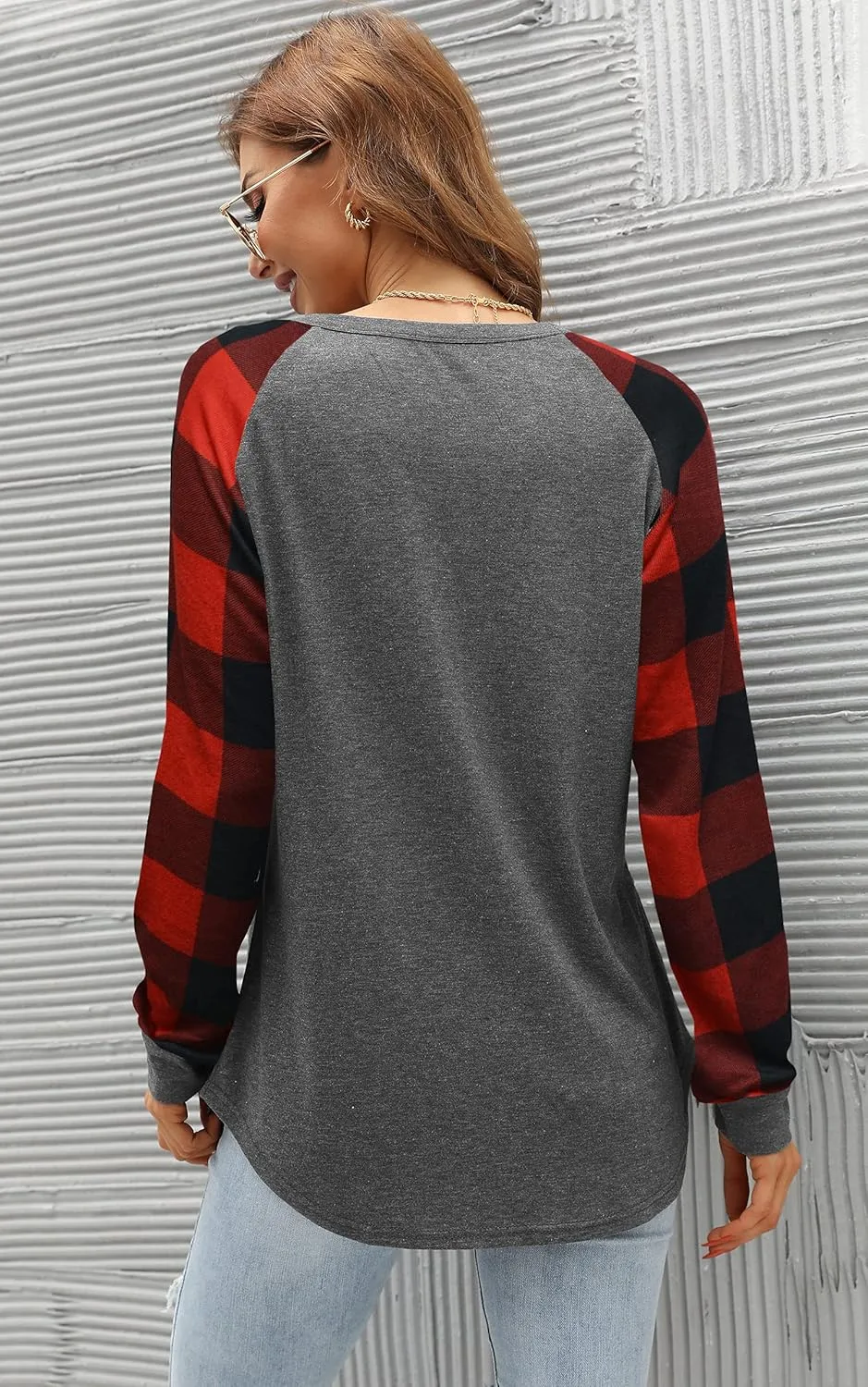 Aifer Womens Long Sleeve Tops Crew Neck Casual Shirts Fashion Loose Fit Trendy Outfits Clothes