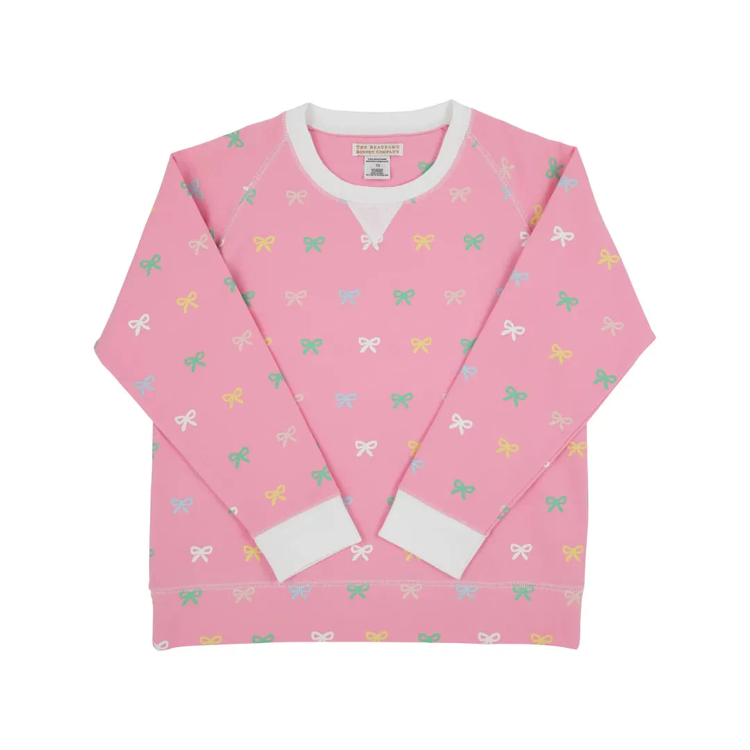 Cassidy Comfy Crewneck Girl Fit, Recess Ribbons/Worth Avenue White