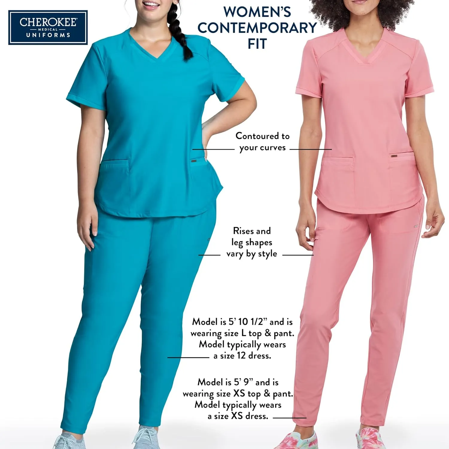 Cherokee Statement Women Scrubs Pant Zip Front Fly Tapered Leg CK270