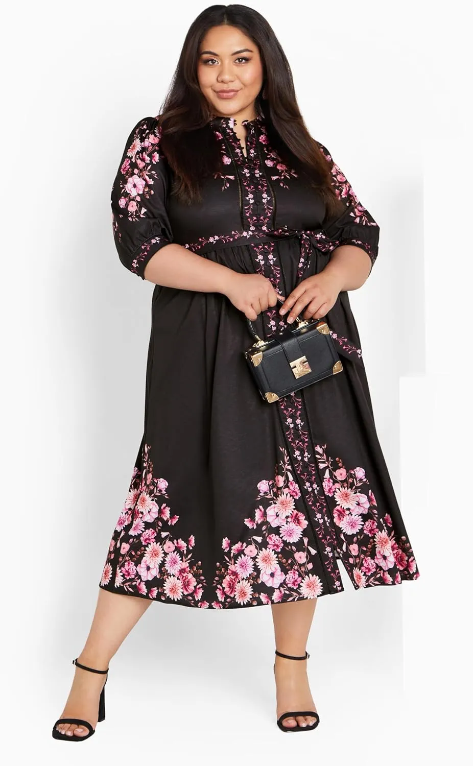 City Chic Women's Plus Size Annabelle Button Closure Midi Dress