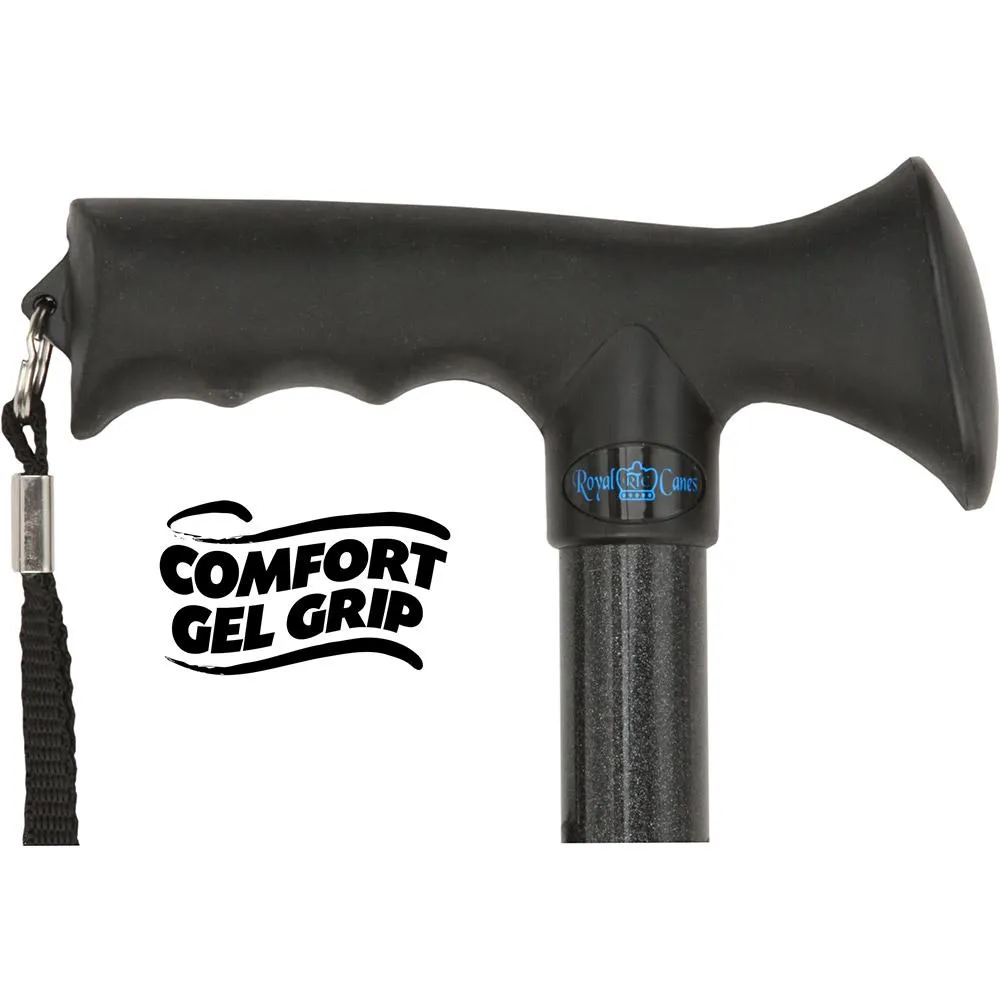 Comfort Grip Black Adjustable Folding Walking Cane
