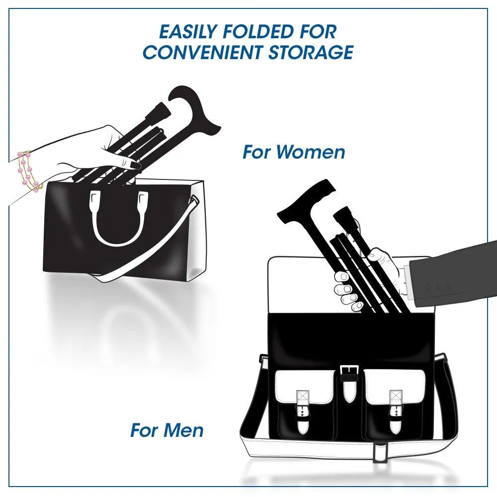 Comfort Grip Black Adjustable Folding Walking Cane
