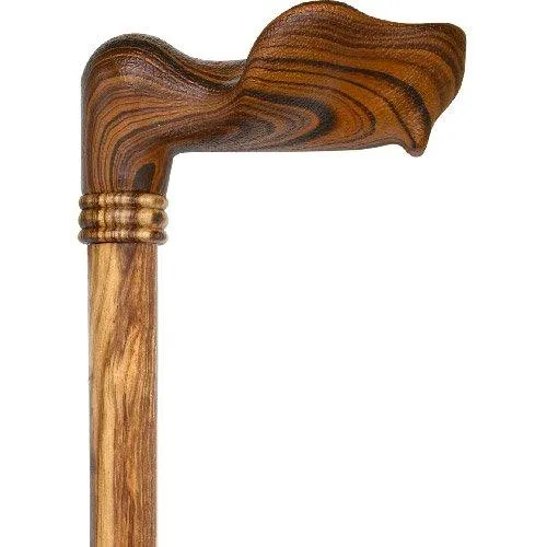 Comfort Palm Grip Cane - Zebrano Wood & Collar