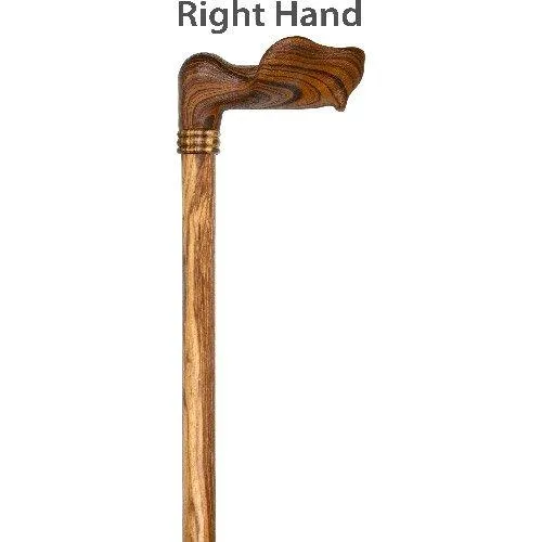 Comfort Palm Grip Cane - Zebrano Wood & Collar