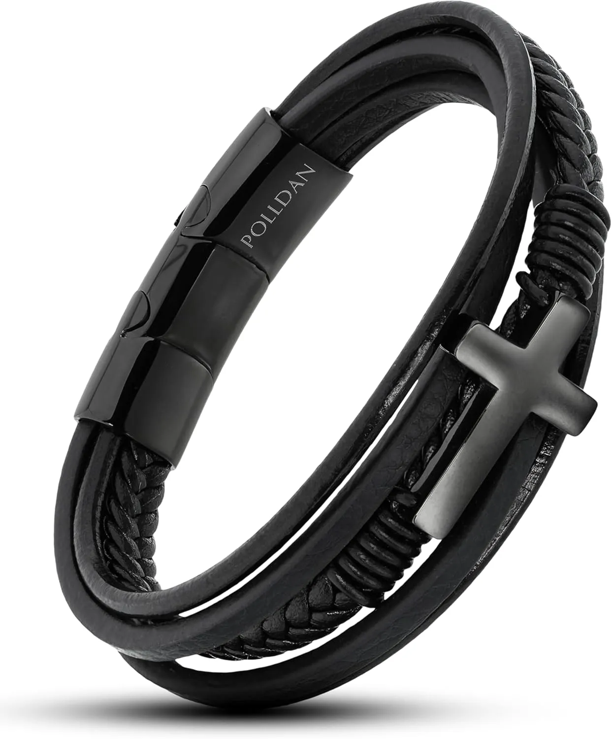 Cross Bracelet for Men - Genuine Leather Religious Bracelets | Stylish Christian Bracelet for Men - Perfect Faith Accessory | Mens Cross Bracelet - Christian Jewelry