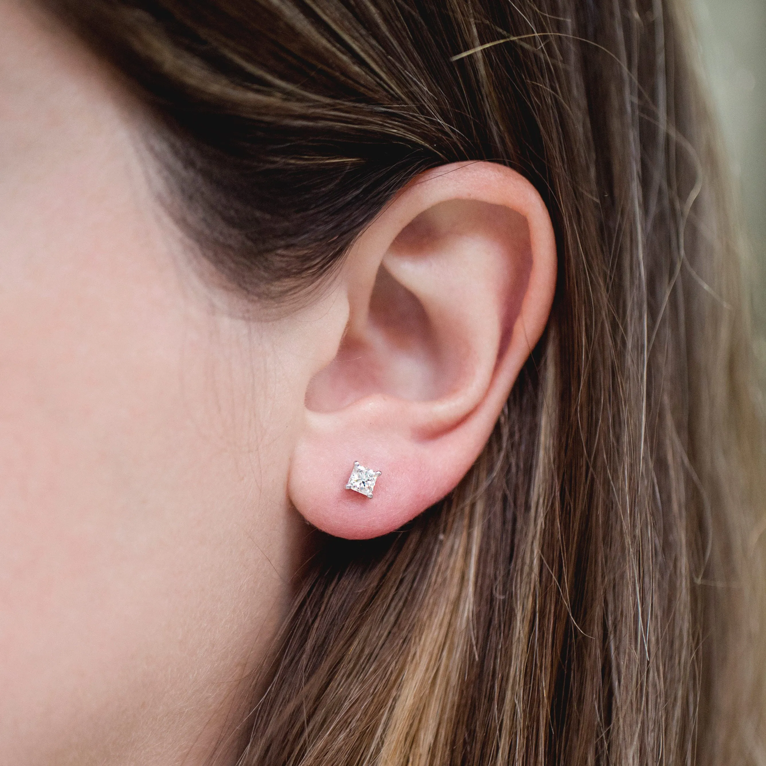 Exclusive Princess Diamond Stud Earrings 5/8ct