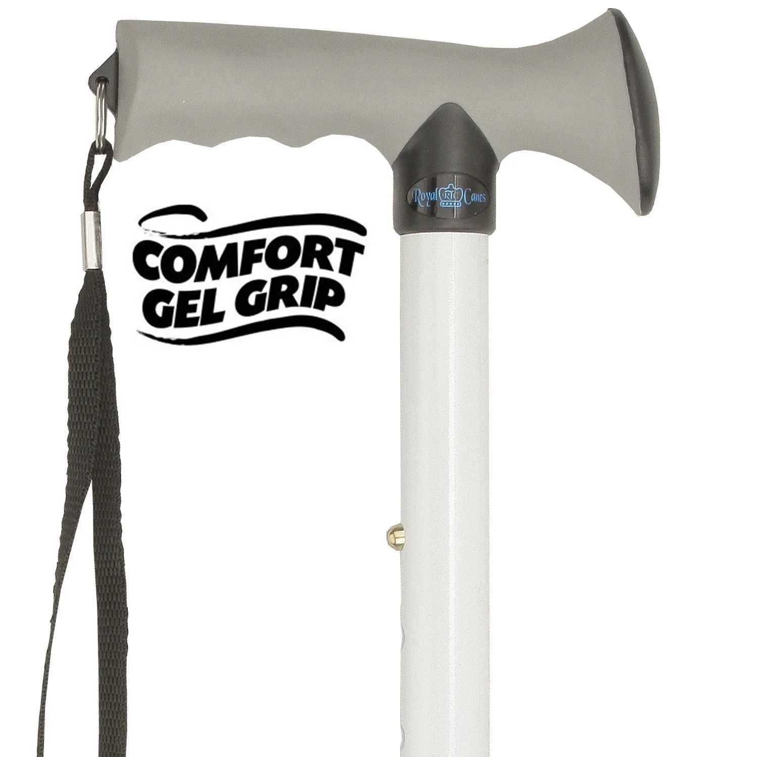 Folding Comfort Grip Cane White
