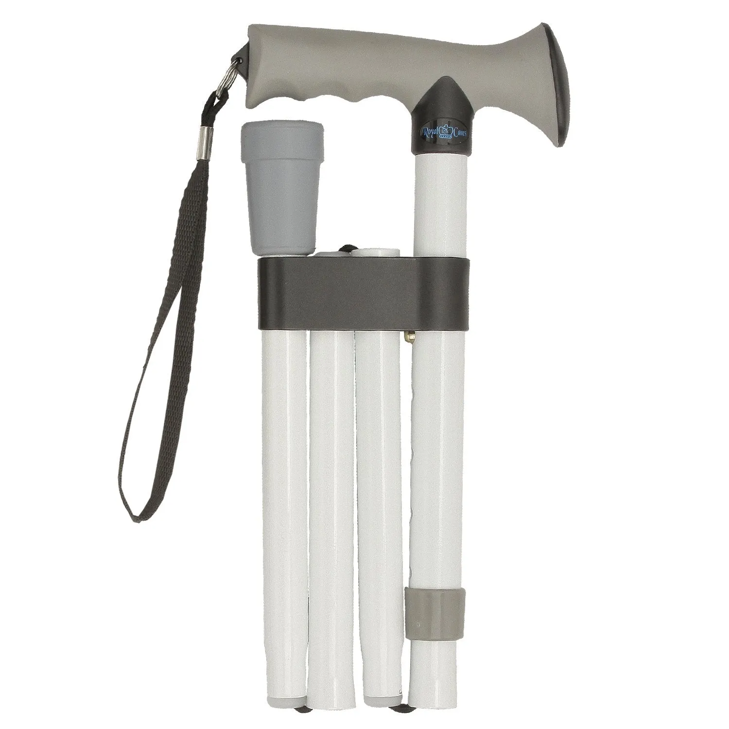Folding Comfort Grip Cane White