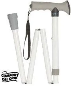 Folding Comfort Grip Cane White