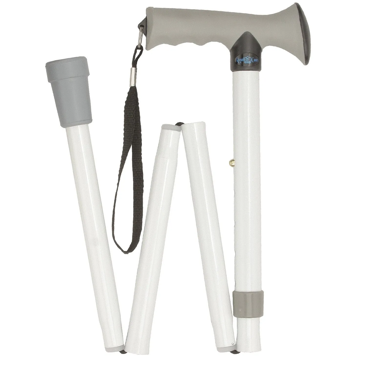 Folding Comfort Grip Cane White
