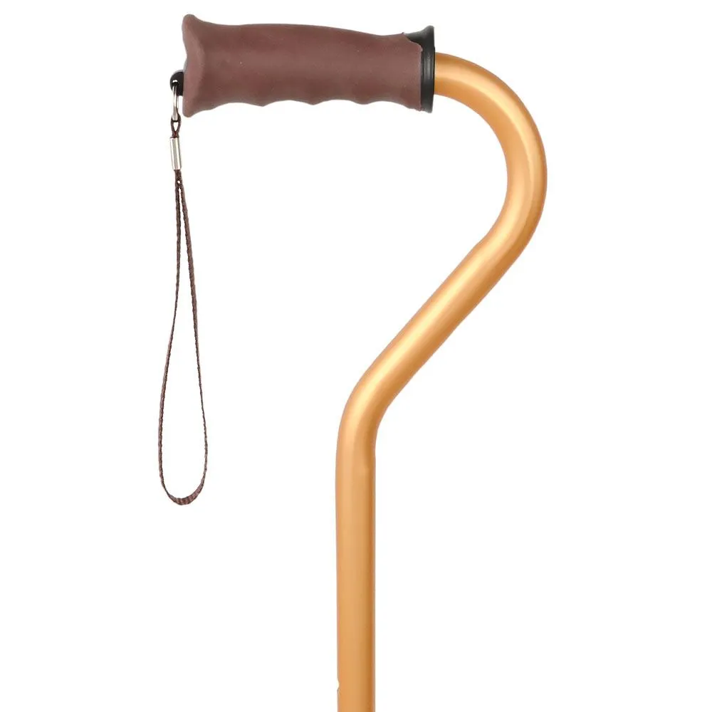 Gold Convertible Quad Base Walking Cane with Comfort Grip - Adjustable Shaft