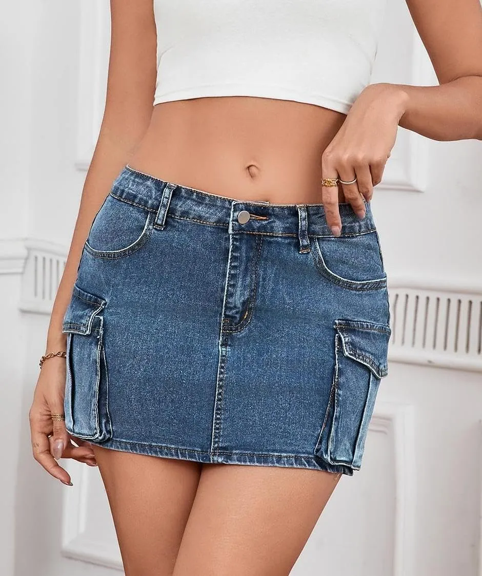 Jean Skirt for Women Mini Skirt Cargo Skirt Denim Sexy Jean Bodycon Skirts