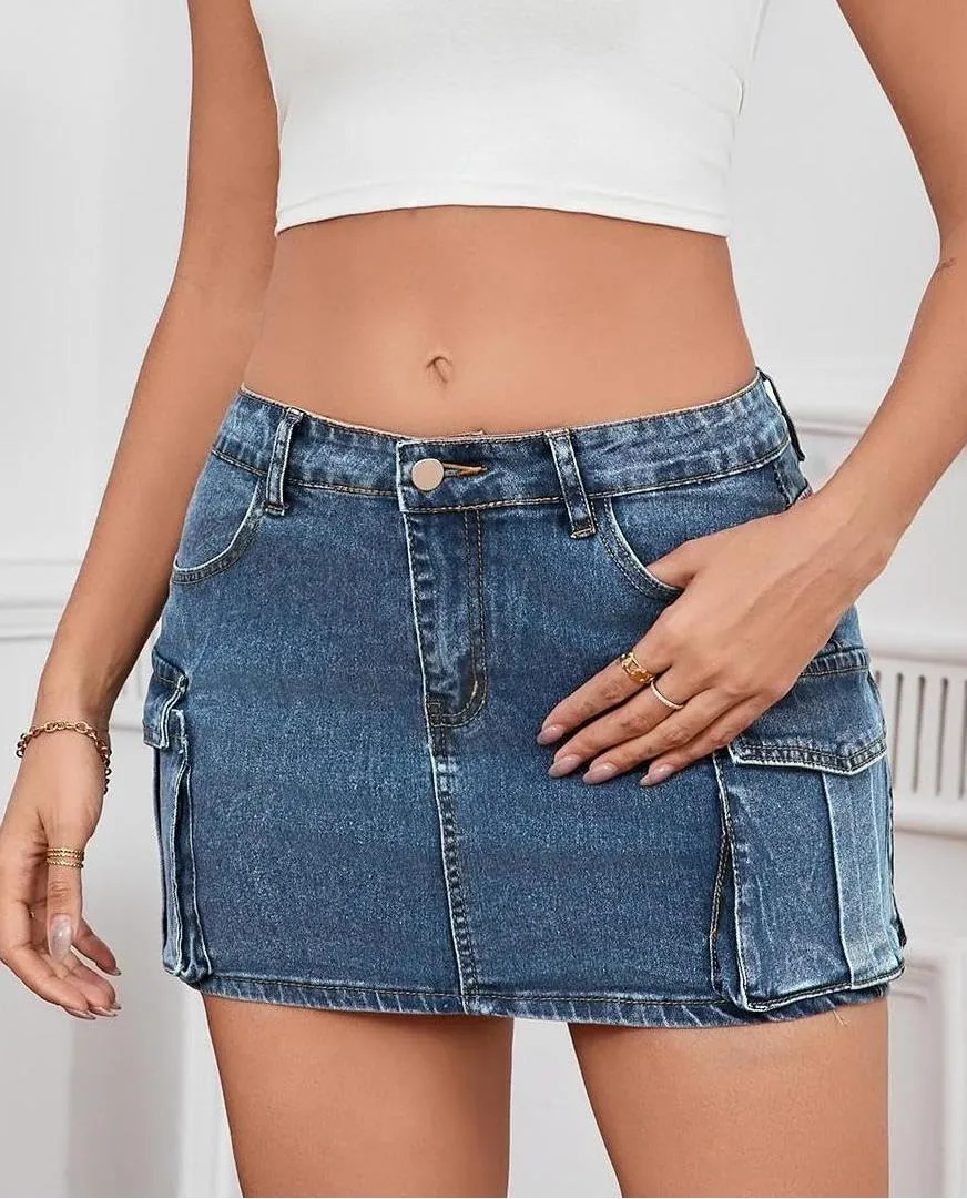 Jean Skirt for Women Mini Skirt Cargo Skirt Denim Sexy Jean Bodycon Skirts