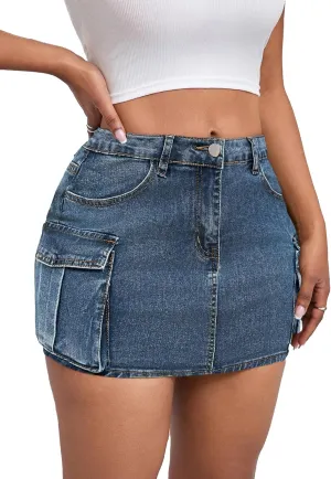 Jean Skirt for Women Mini Skirt Cargo Skirt Denim Sexy Jean Bodycon Skirts
