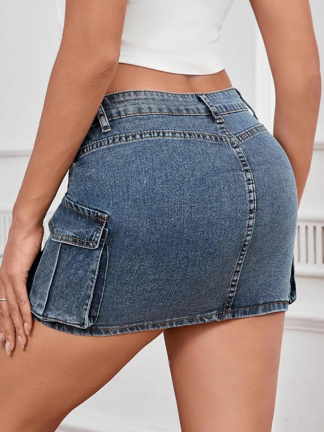 Jean Skirt for Women Mini Skirt Cargo Skirt Denim Sexy Jean Bodycon Skirts