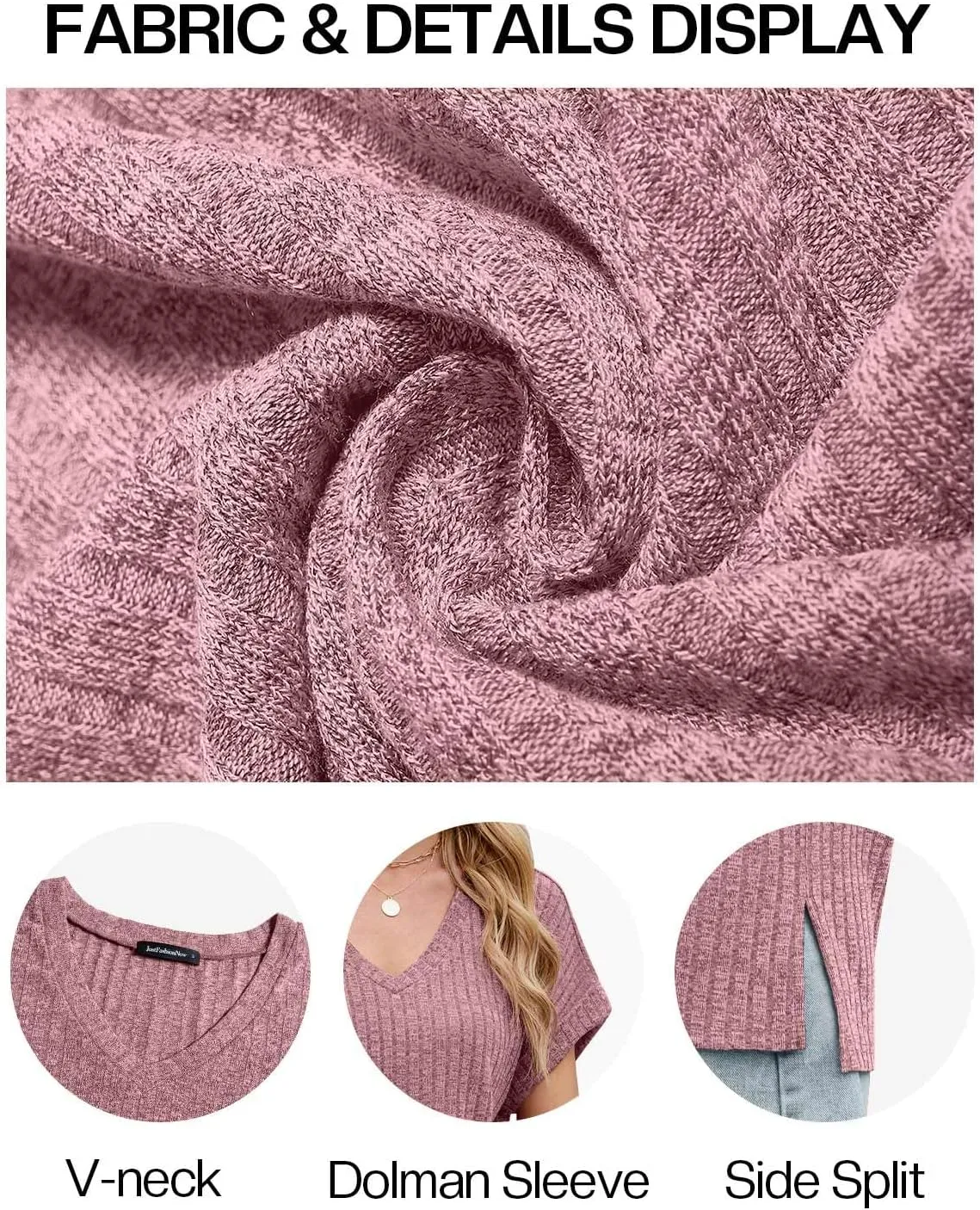 JUSTFASHIONNOW Summer Tops for Women 2025 V Neck Short Sleeve Shirts Trendy Side Split Basic Tees Dressy Casual Outfits