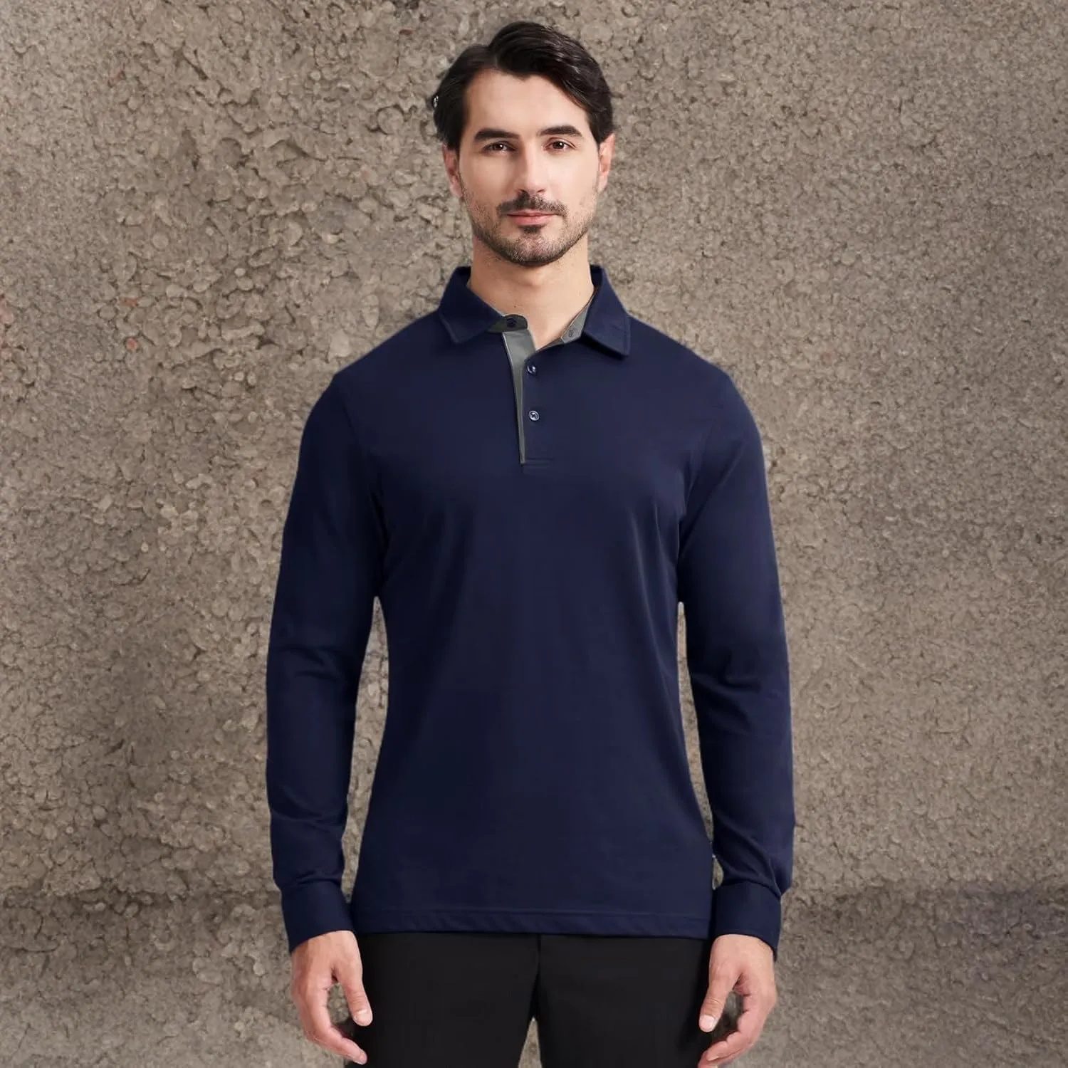 Men's Business Long and Short Sleeve Polo Shirts Mercerized Cotton Blend Casual Stylish Collared Shirts