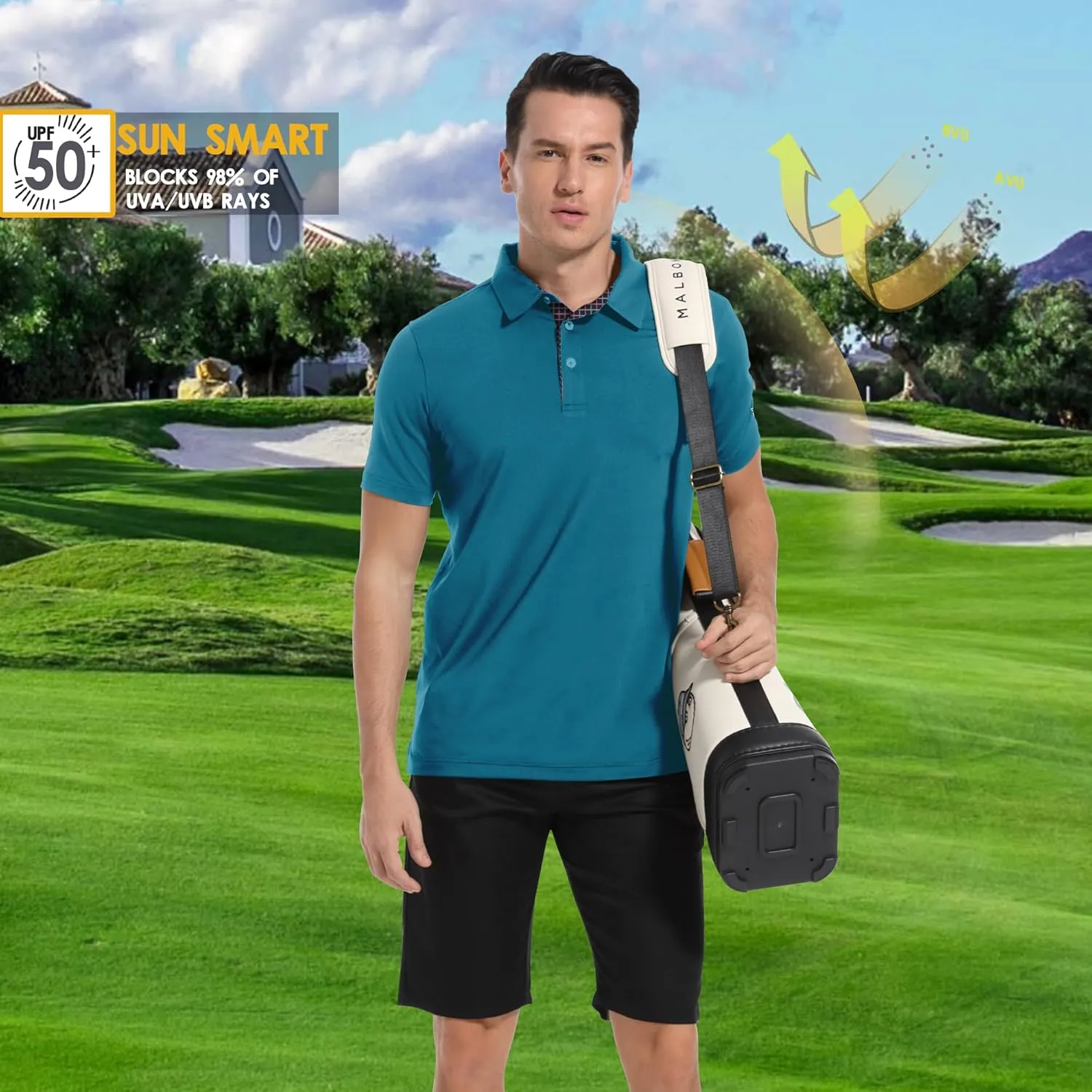 Mens Polo Shirts Short Casual Solid Stylish Dry Fit Performance Designed Collared Golf Polo Shirts for Men