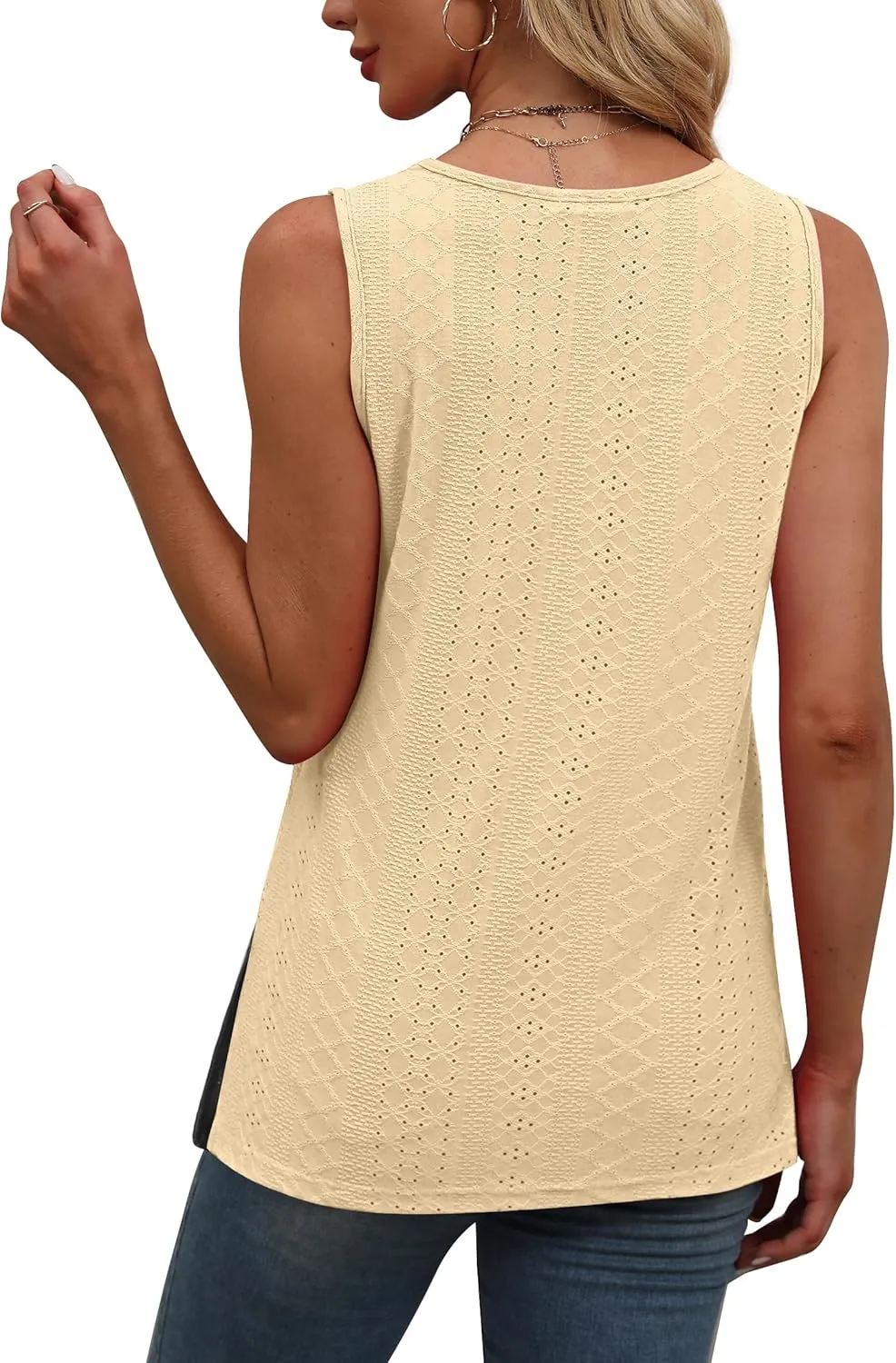OFEEFAN Womens Tank Tops Square Neck Summer Loose Fit Casual Basic Fashion Flowy Sleeveless