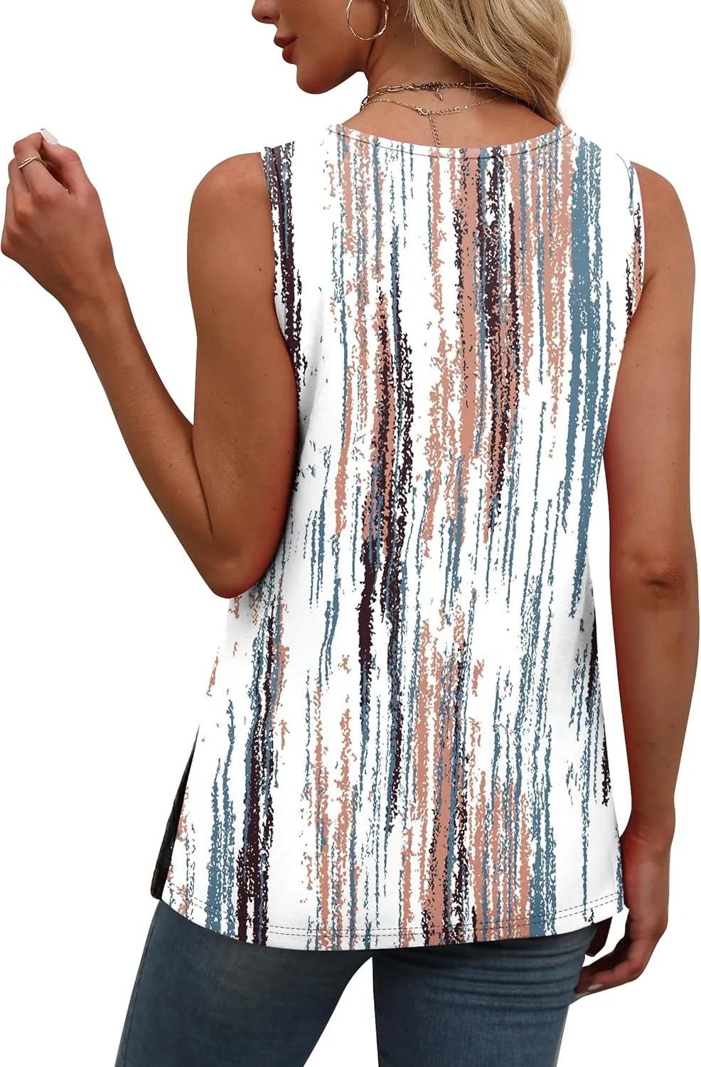 OFEEFAN Womens Tank Tops Square Neck Summer Loose Fit Casual Basic Fashion Flowy Sleeveless