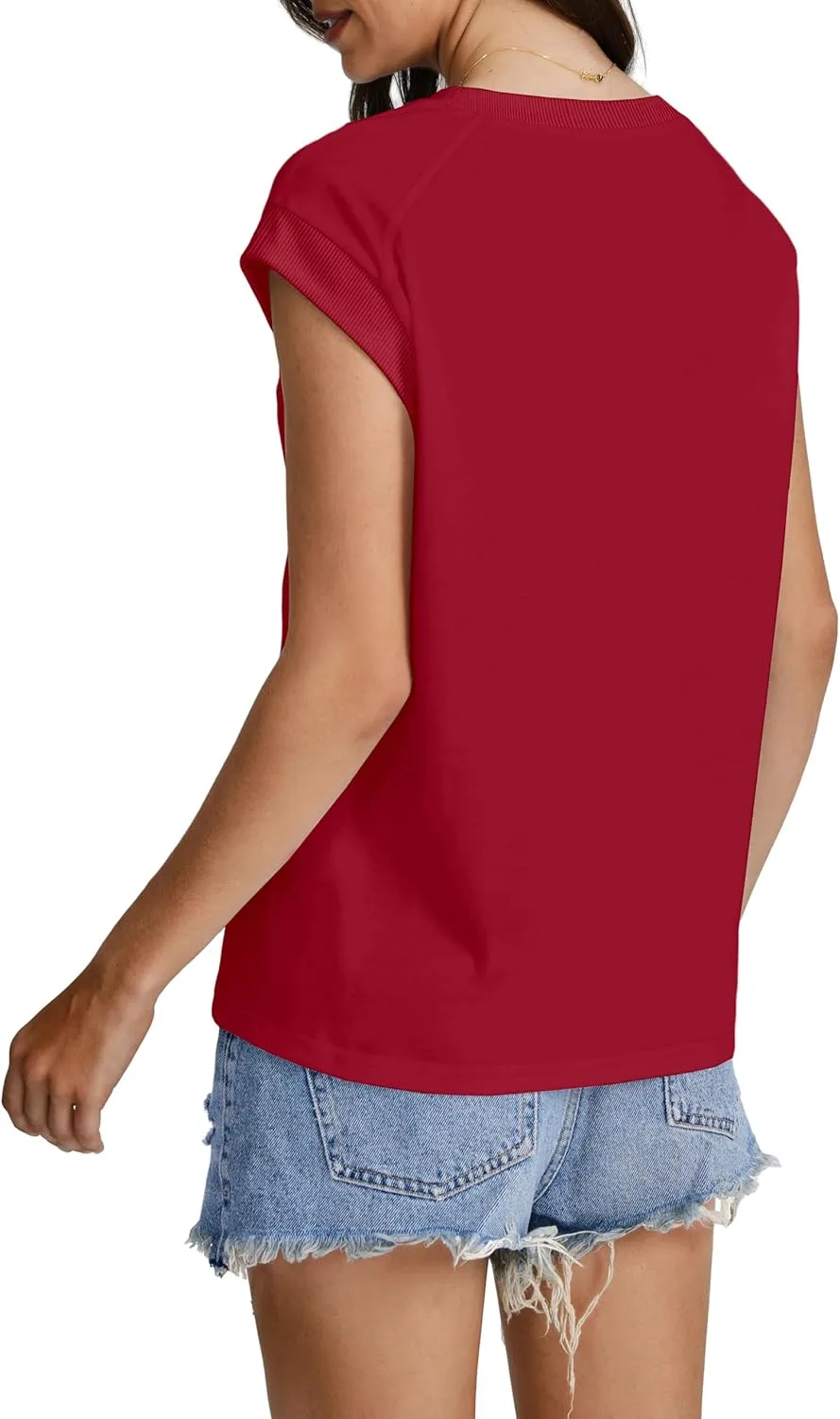 SAMPEEL Womens Tops Summer Dressy Casual Raglan Cap Sleeve T Shirts Basic Tee Shirts Trendy 2025