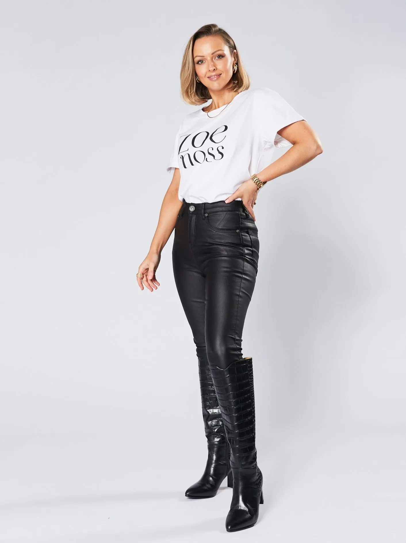 Selena Skinny Jeans - Black Wet Look