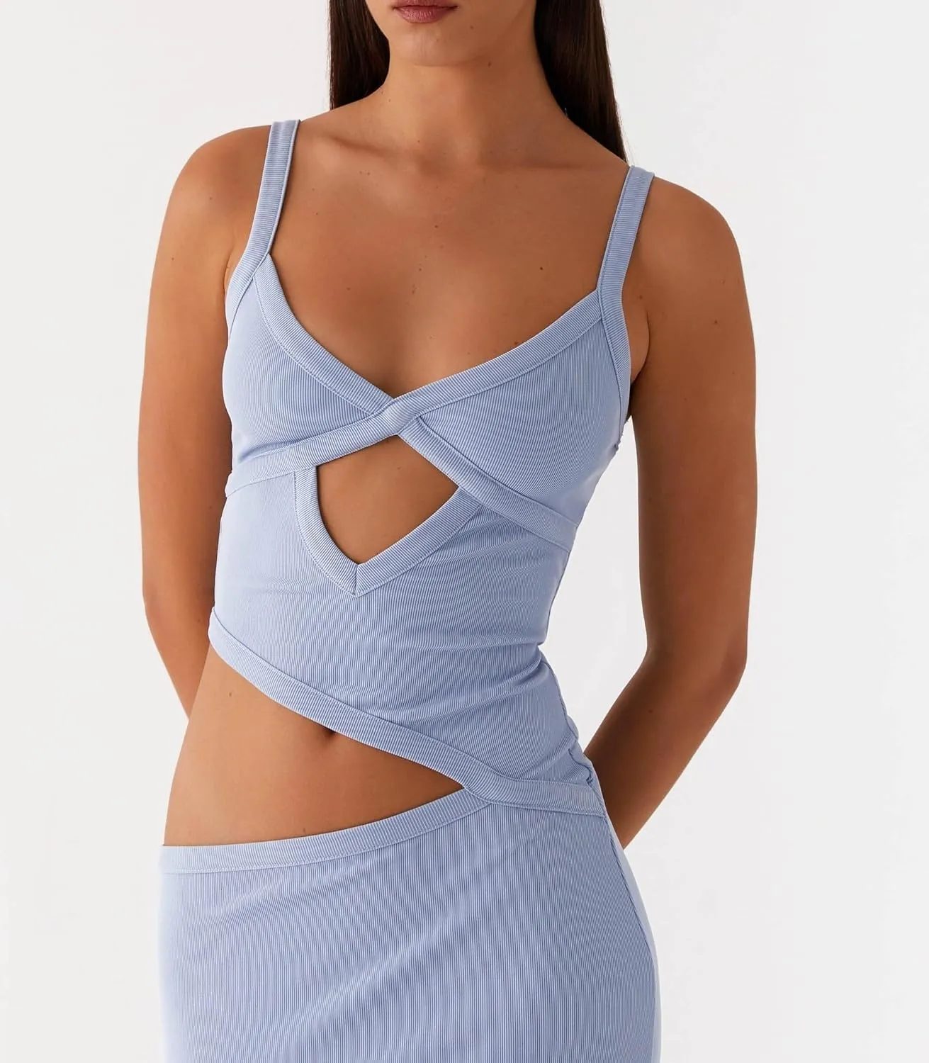 Sexy Spaghetti Strap Cut Out Maxi Dress for Women V Neck Backless Bodycon Slip Long Dresses
