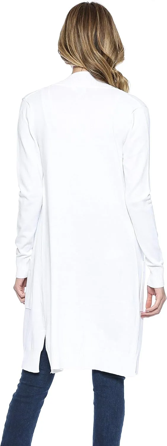 Urban Look Women's Long Sleeve Classic Open Front Knit Long Cardigan