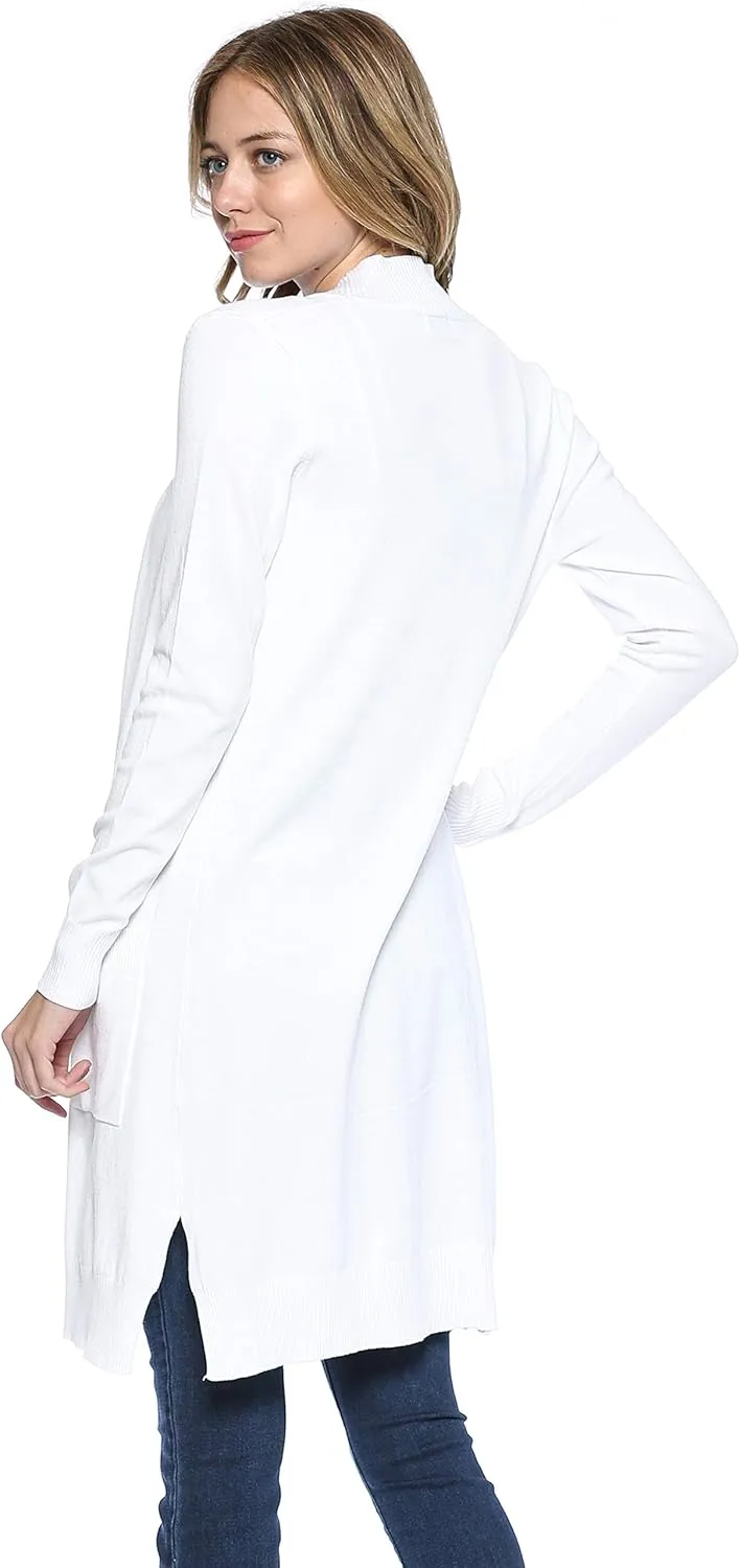 Urban Look Women's Long Sleeve Classic Open Front Knit Long Cardigan