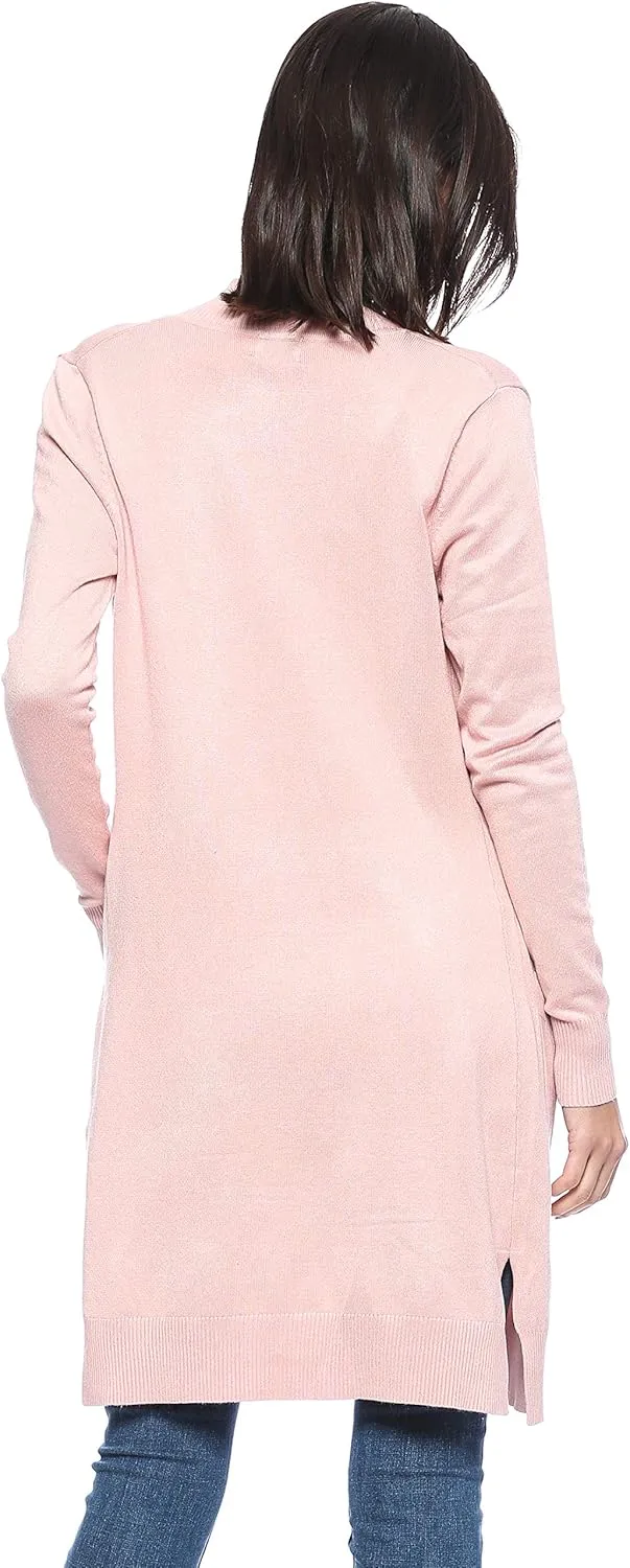 Urban Look Women's Long Sleeve Classic Open Front Knit Long Cardigan
