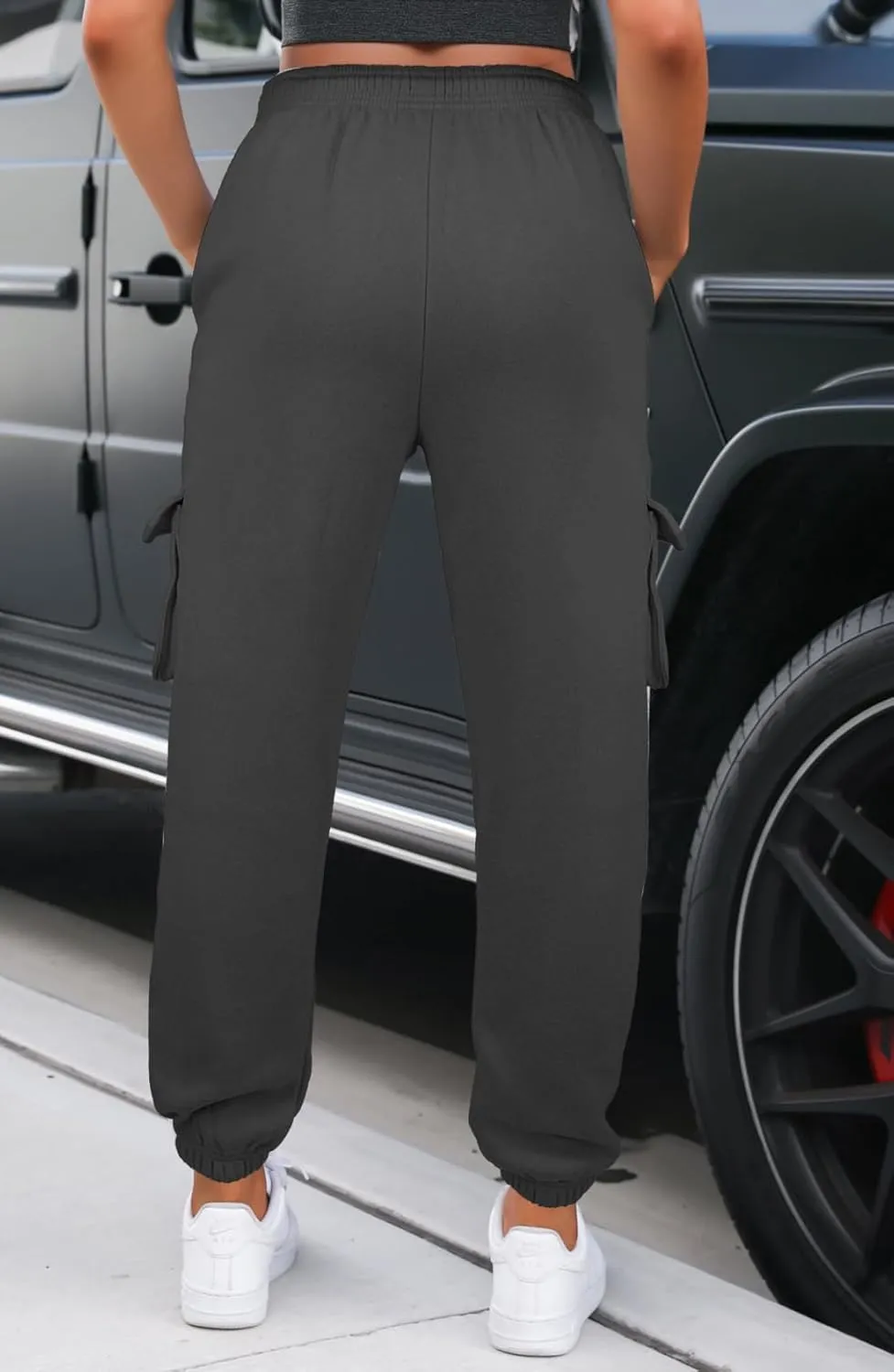 Waitfairy Womens Cargo Sweatpants High Waisted Drawstring Sweat Pants with Pocket Design