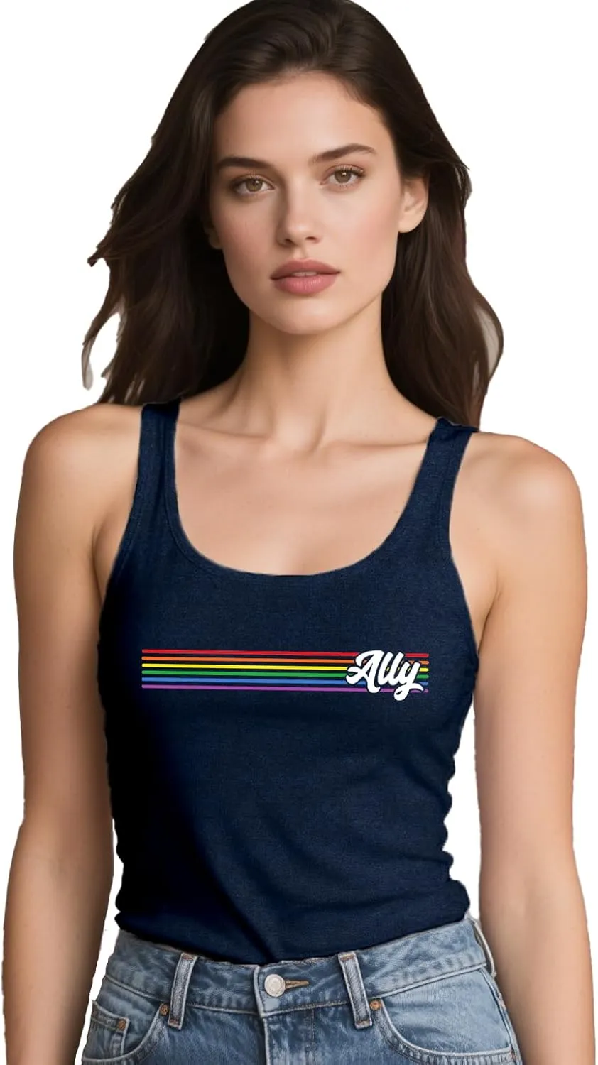 Womens Gay Pride Shirt LGBTQ Equality Tshirt Proud Ally Rainbow Tee Top