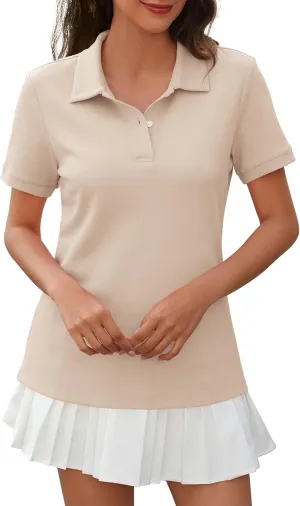 Womens Short Sleeve Polo Shirts - V Neck Collared Golf & Tennis Shirt 2025 Casual Summer Tops