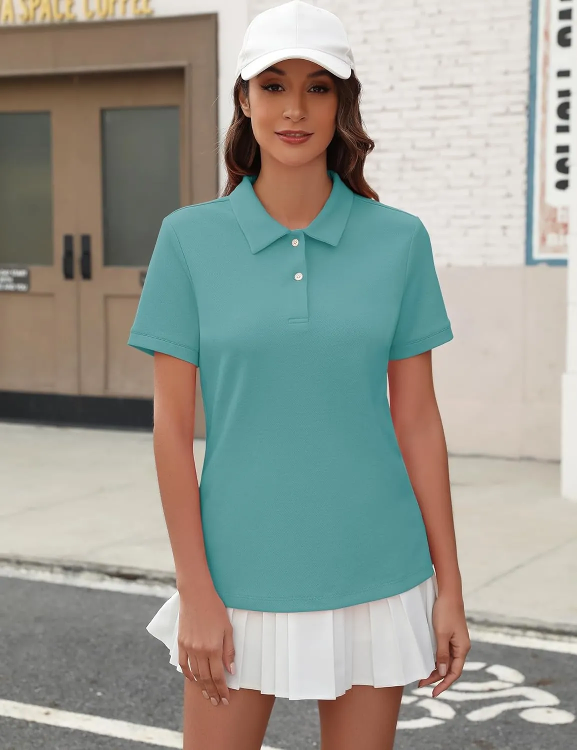 Womens Short Sleeve Polo Shirts - V Neck Collared Golf & Tennis Shirt 2025 Casual Summer Tops