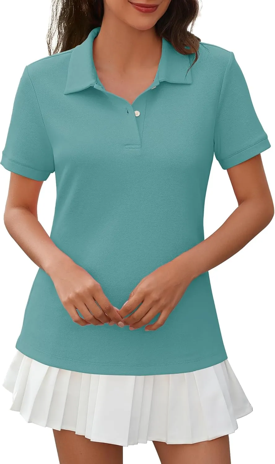 Womens Short Sleeve Polo Shirts - V Neck Collared Golf & Tennis Shirt 2025 Casual Summer Tops